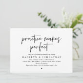 Übung macht perfekt, Hochzeit Probe Dinner Einladung (Stehend Vorderseite)