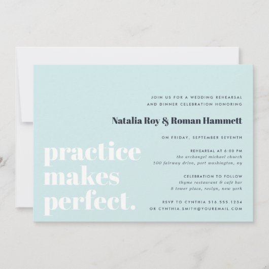 Übung macht perfekt | Modernes Abendessen Probe Einladung (Vorderseite)