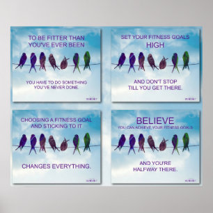 Übungs-Zitate mit Vögeln und Himmel-Collage 2 Poster