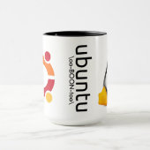 Ubuntu Kaffee-Tasse mit Logo und Tux Tasse (Zentrum)