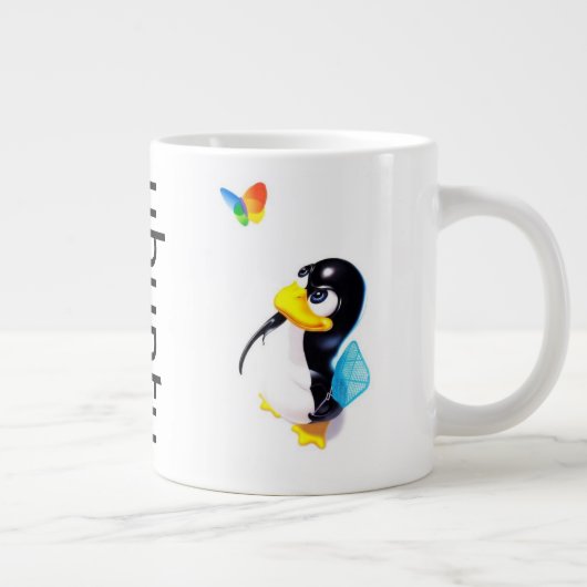 Ubuntu Tasse mit dem Tux, der Windows swatting ist (Rechts)
