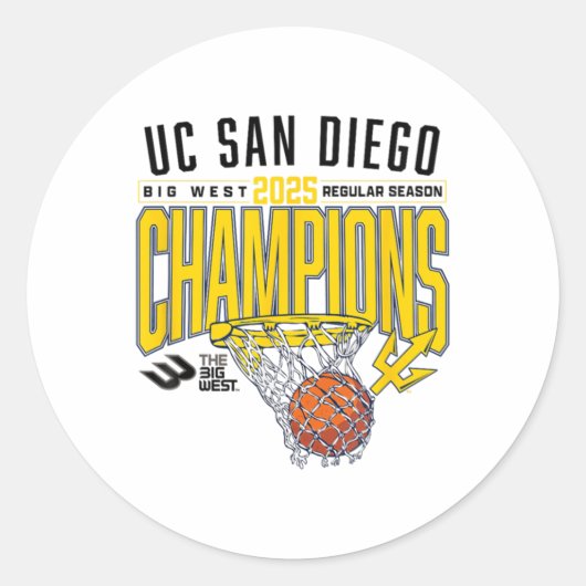 Uc San Diego Tretons 2025 Regular Season Basketbal Runder Aufkleber (Vorderseite)