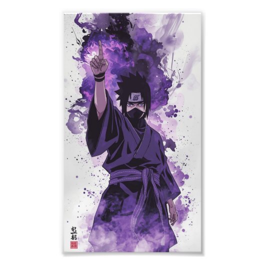 Uchiha – Kinematisches Wasserfarben-Wallpaper Fotodruck (Vorne)