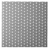 Uchiwa Schwarz-Weiß-Lüftermuster Fliese (Vorderseite)