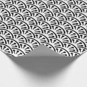Uchiwa Schwarz-Weiß-Lüftermuster Geschenkpapier (Ecke)