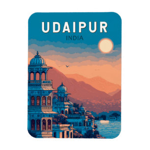 Udaipur India Illustration Travel Art Vintag Magnet