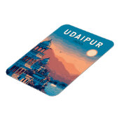 Udaipur India Illustration Travel Art Vintag Magnet (Linke Seite)