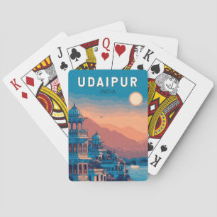 Udaipur Indien Illustration Reise Kunst Vintage Spielkarten