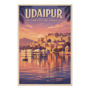 Udaipur, Indien, in klassischem Retro-Reise-Stil Poster