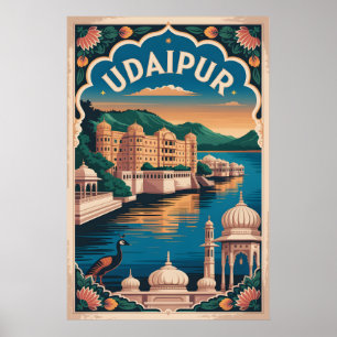 Udaipur Indien Retro-Reiseposter-Kunst Poster