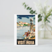 Udaipur Stadt, Indien, Frauen am See Postkarte (Stehend Vorderseite)