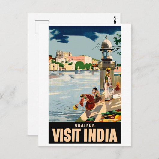 Udaipur Stadt, Indien, Frauen am See Postkarte (Vorne/Hinten)