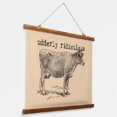 Udderly Ridiculous Punny Cow Wandteppich Mit Holzrahmen (Gewinkelt)