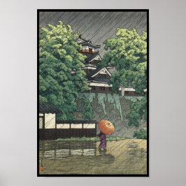 Udo Tower, Schloss Kumamoto im Regen Kawase Hasui Poster