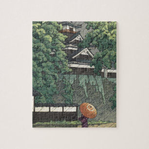 Udo Turm, Kumamoto-Schloss im Regen - Kawase Hasui Puzzle