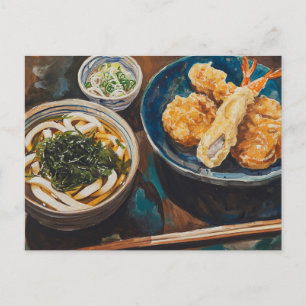 Udon und Garnelen Postkarte