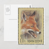 UdSSR-Briefmarke ~ Fox Postkarte (Vorne/Hinten)