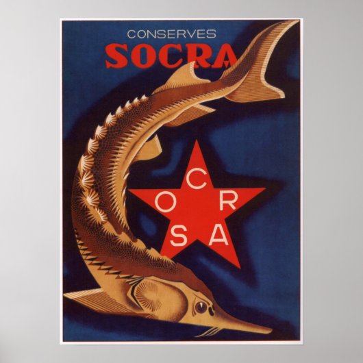 UdSSR Canned Sturgeon Werbung 1932 Poster (Vorne)