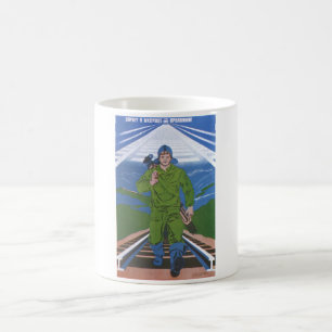 UdSSR CCCP Kalter Krieg Sowjetunion Propagandaplak Kaffeetasse
