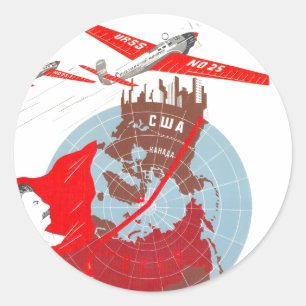UdSSR CCCP Kalter Krieg Sowjetunion Propagandaplak Runder Aufkleber