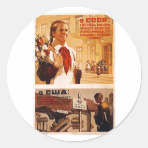 UdSSR CCCP Kalter Krieg Sowjetunion Propagandaplak Runder Aufkleber