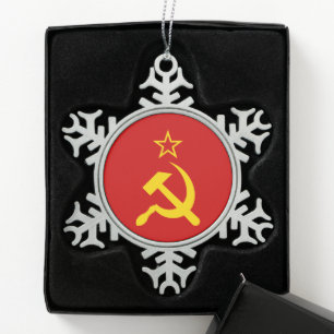 UdSSR-Flagge - Flagge der Sowjetunion Schneeflocken Zinn-Ornament