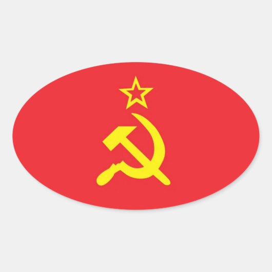 UdSSR-Flagge Ovaler Aufkleber (Vorderseite)