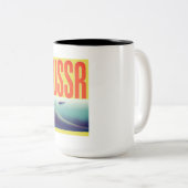 UdSSR sowjetisches Reiseplakat Zweifarbige Tasse (VorderseiteRechts)