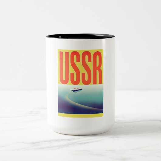 UdSSR sowjetisches Reiseplakat Zweifarbige Tasse (Mittel)
