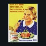 UdSSR - Vintages Chatka-Krebsfleisch Postkarte<br><div class="desc">UdSSR Vintage Chatka Crab Fleisch,  klassische russische Werbung aus der Sowjetära.</div>