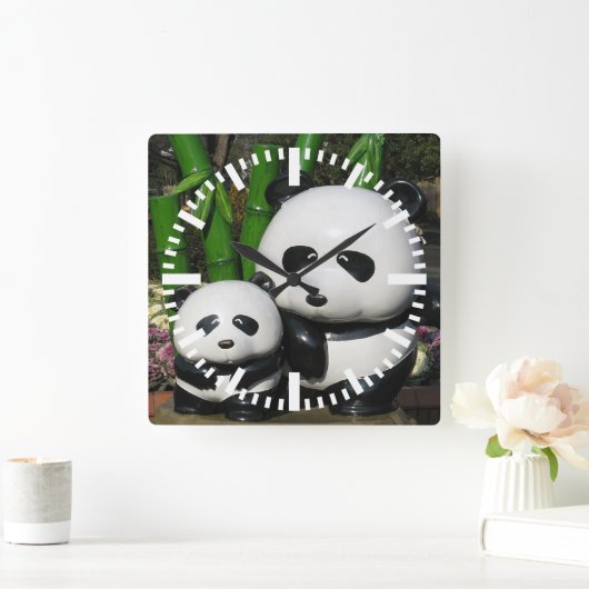 Ueno Zoo Panda Sign Quadratische Wanduhr (Zuhause)