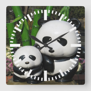 Ueno Zoo Panda Sign Quadratische Wanduhr