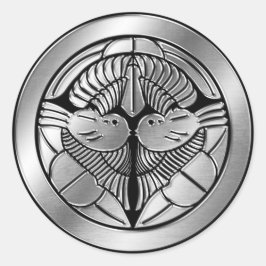 Uesugi Clan Kamon Silver Chrome Runder Aufkleber