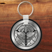 Uesugi Clan Kamon Silver Chrome Schlüsselanhänger (Vorderseite)