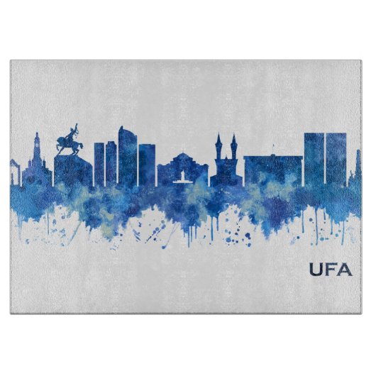 Ufa Russia Skyline Blue Schneidebrett (Vorderseite)