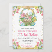 Uferfarbe Osterkaninchen Frühjahr 5. Geburtstag Einladung (Vorderseite)