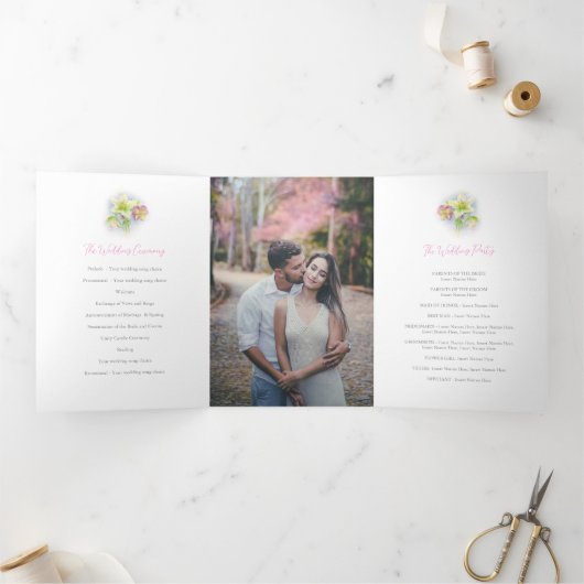 Uferfarben - Hellebore Blume Hochzeit Fotos Dreifach-gefaltete Programmkarte (Innenseite)