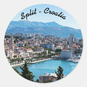 Uferpromenade von Split aus der Luft, Dalmatien, K Runder Aufkleber