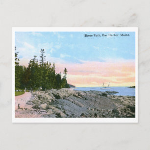 Uferweg, Bar Harbor, ME Vintage Postkarte
