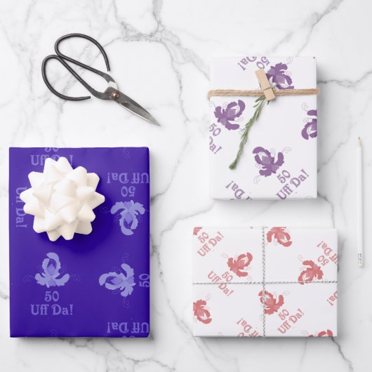Uff Da 50. Geburtstag Duotone Paper Pack Geschenkpapier Set (Vorderseite)