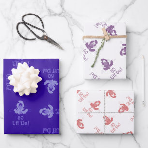 Uff Da 50. Geburtstag Duotone Papierpackung Geschenkpapier Set