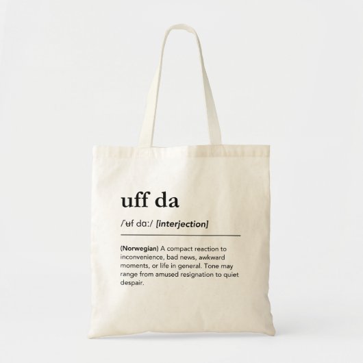 Uff Da Definition Norway Funny Norwegian Gift Tragetasche (Vorne)
