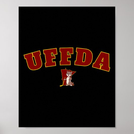 Uff-da Minnesota State Map Hockey Logo Grafik Mn  Poster (Vorne)