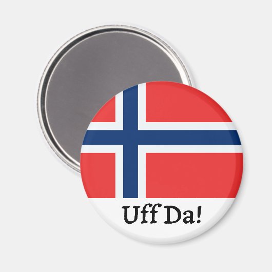 Uff Da Norwegian Flag Magnet (Vorderseite/Rückseite)