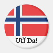 Uff Da Norwegian Flag Magnet (Vorne)