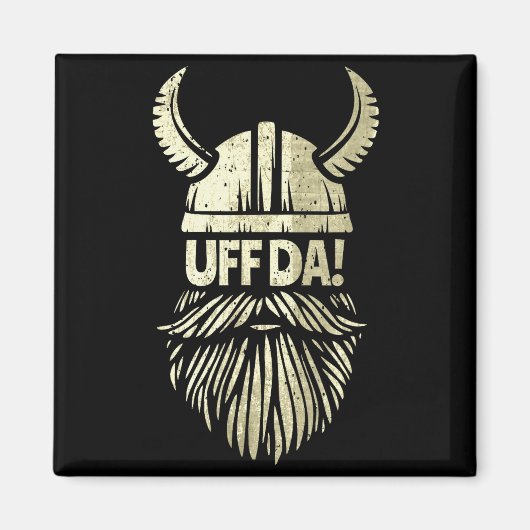 Uff Da Norwegian Quote Scandinavian Viking Helmet Magnet (Vorne)