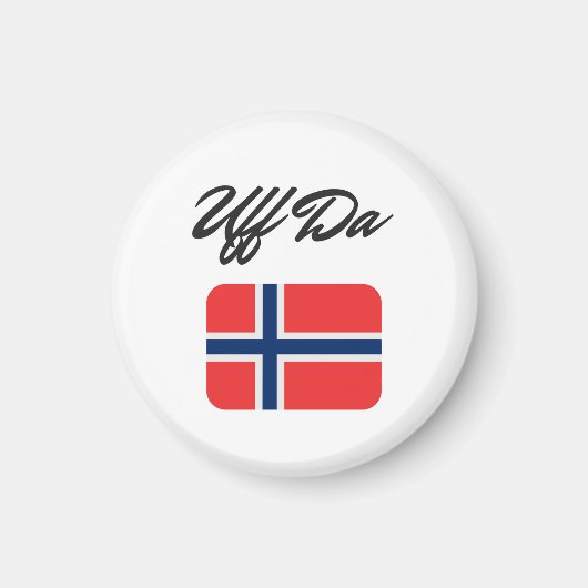 Uff Da norwegische Flagge Magnet (Vorne)