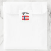 Uff Da norwegische Flagge Quadratischer Aufkleber (Tasche)