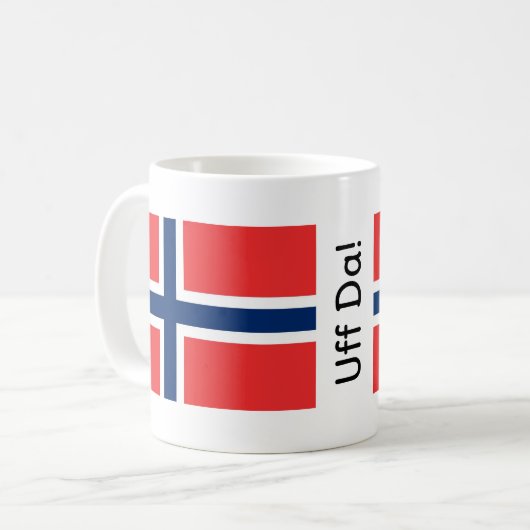 Uff Da Norwegischer Becher Kaffeetasse (Vorderseite Links)