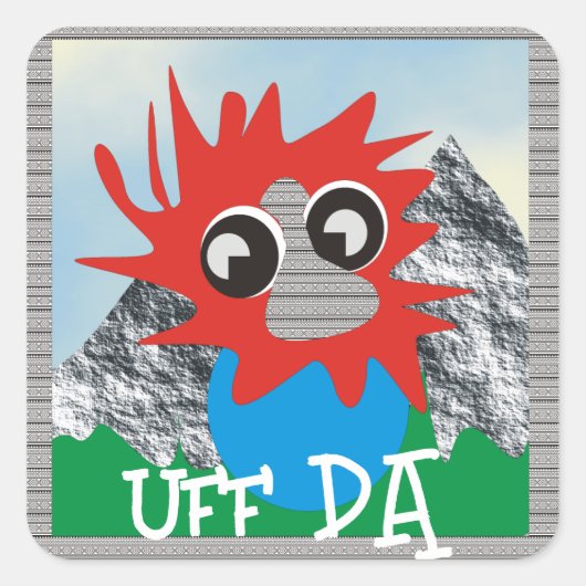 Uff da Troll Quadratischer Aufkleber (Vorderseite)
